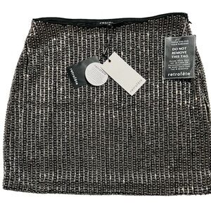 Retrofete Frances Skirt in Gunmetal Studded - Size Small